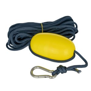 Geel anker touw van 11 meter met kunststof drijver en karabijnhaak